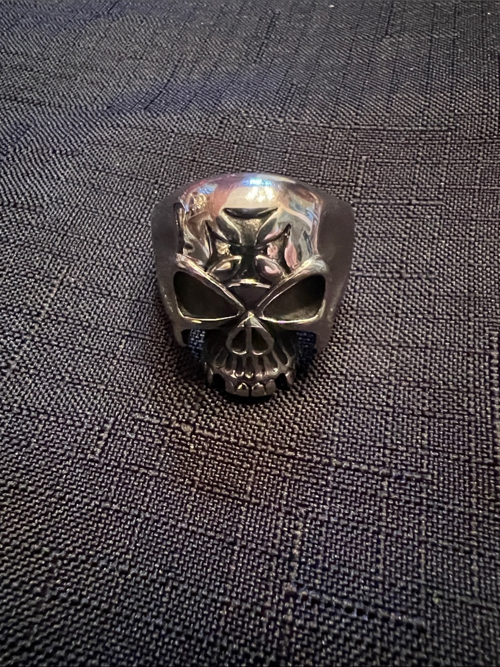 Men's Black Skull Statement Ring - Unbranded